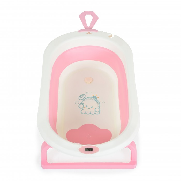 Foldable Bathtub With Digital Thermometer Terra Pink