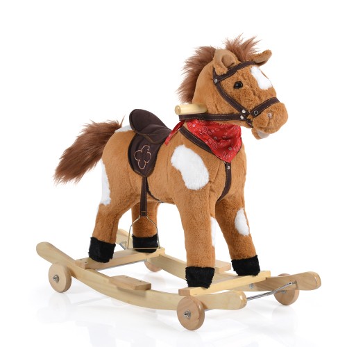 Plush Rocking Horse With Wheels Thunder Khaki WJ-302