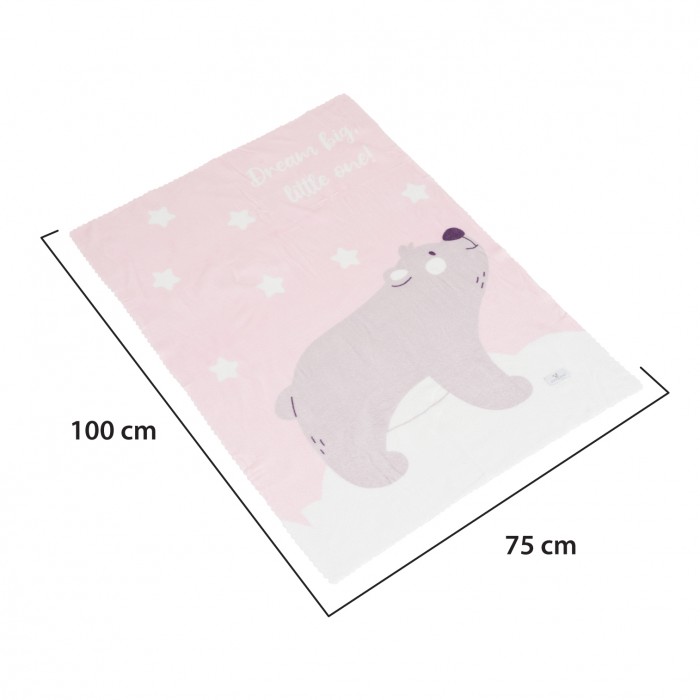 Baby Blanket 75x100cm Dreamy Bear Pink