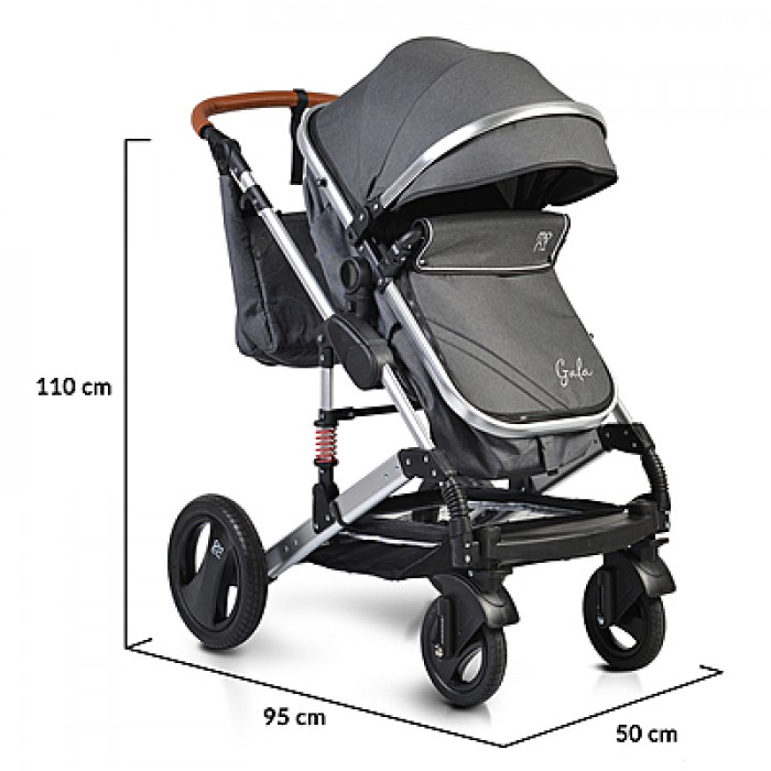 Baby Stroller Gala Black Leather