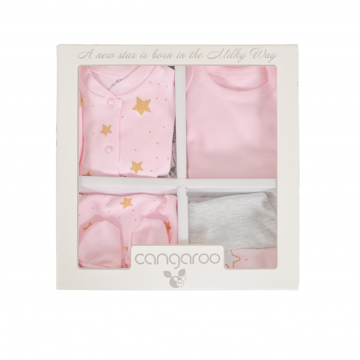 Set For Newborn 6pcs Milky Way Pink Stars