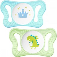 Silicone Pacifiers 0-2 Months With Case 2 Pieces Green-Blue