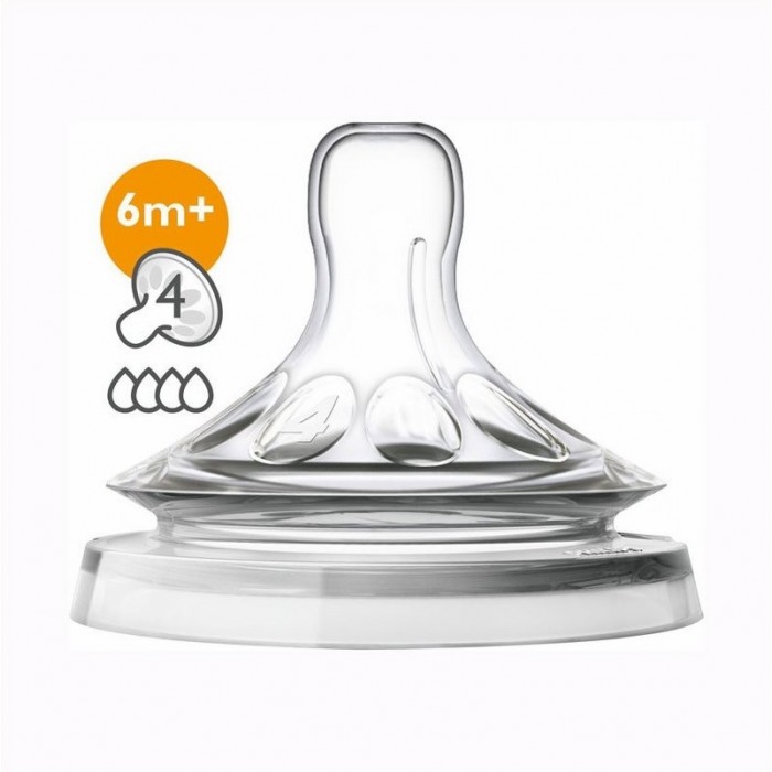 2 Tettarelle Natural 4 Holes 6+ Months Philips Avent