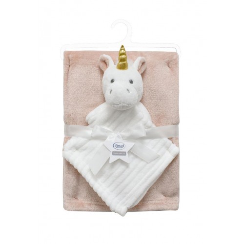 Bebe Comforter Set of 2 Pcs Unicorn & Blanket White-Pink