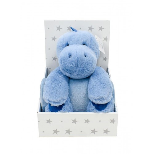 Plush Animal Set of 2 Pcs Bebe Dinosaur & Blanket Blue