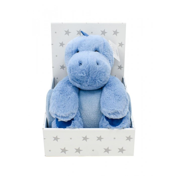 Plush Animal Set of 2 Pcs Bebe Dinosaur & Blanket Blue