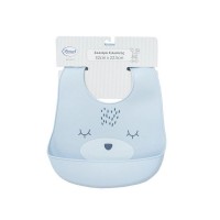 Silicone Bib With Button & Pocket Sky Blue