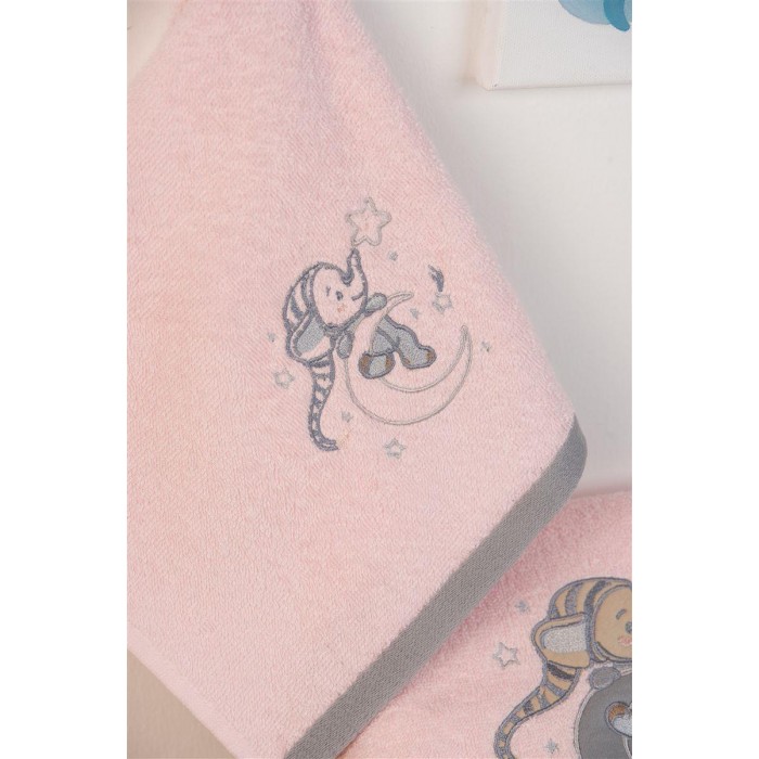 Set of 2 Towels Dreaming Elephant Pink