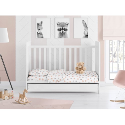 Set of Printed Sheets 3 Pcs Bebe Star Grey