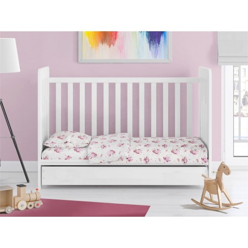 Set of Printed Sheets 3 Pcs Bebe Unicorn White/Pink