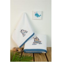 Towel Set 2 Pcs Airplane White