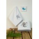 Set of 2 Towels Dreaming Elephant White