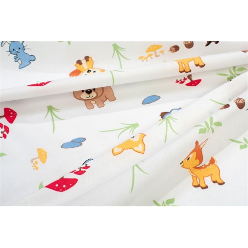3 Piece Sheet Set Bebe Forest Animals White-Sky Blue