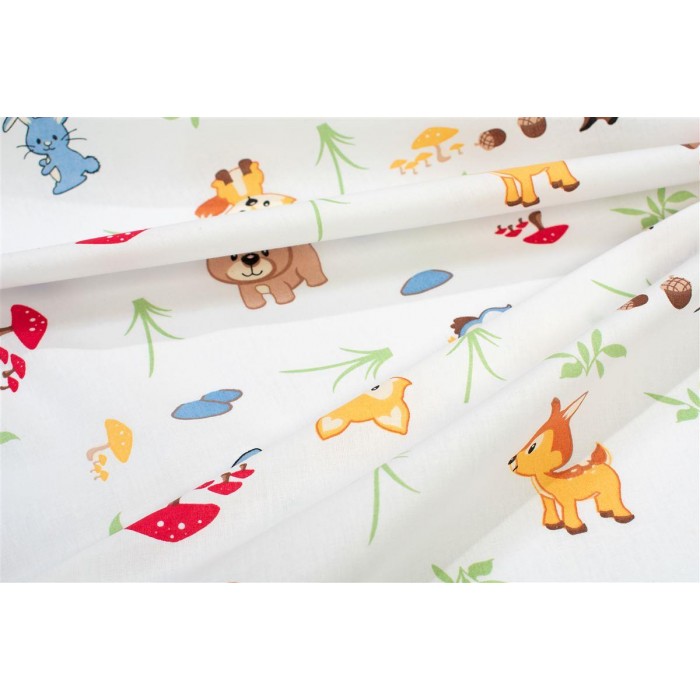 3 Piece Sheet Set Bebe Forest Animals White-Sky Blue