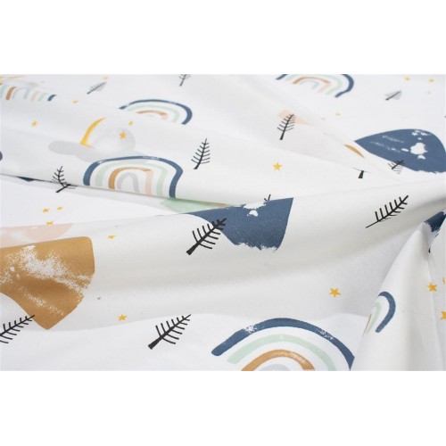 3 Piece Sheet Set Rainbow White-Blue