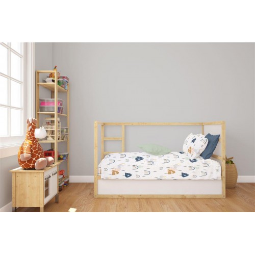 3 Piece Sheet Set Rainbow White-Blue