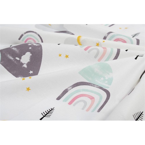 3 Piece Sheet Set Rainbow White-Pink