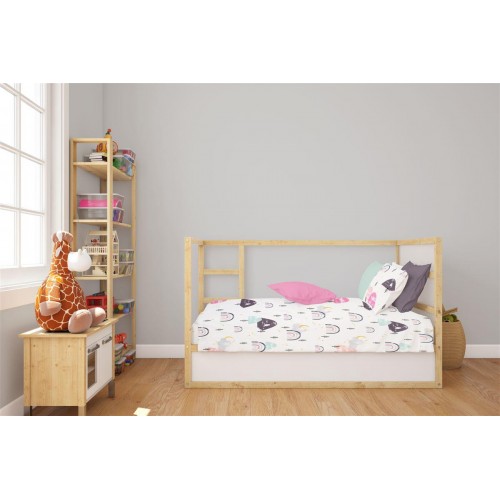 3 Piece Sheet Set Rainbow White-Pink