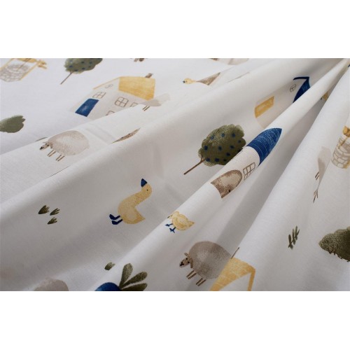 3 Piece Sheet Set Village White-Green
