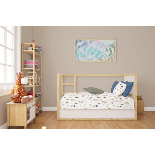 3 Piece Sheet Set Village White-Green