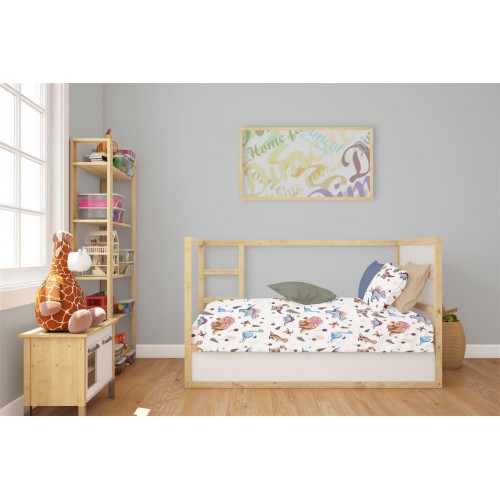3 Piece Sheet Set Bebe Dinosaur White-Blue