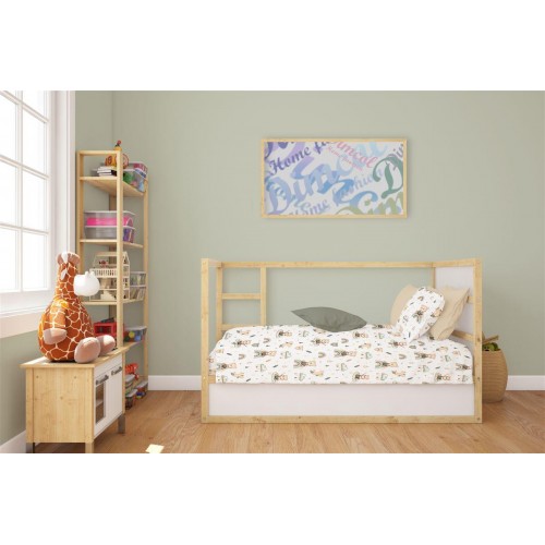 Σετ Σεντόνια Εμπριμέ 3 Τεμ Bebe Cloudy Bear White-Olive