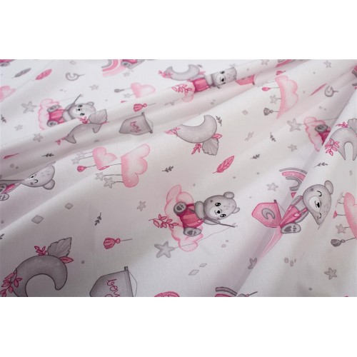 Σετ Σεντόνια Εμπριμέ 3 Τεμ Bebe Cloudy Bear White-Pink