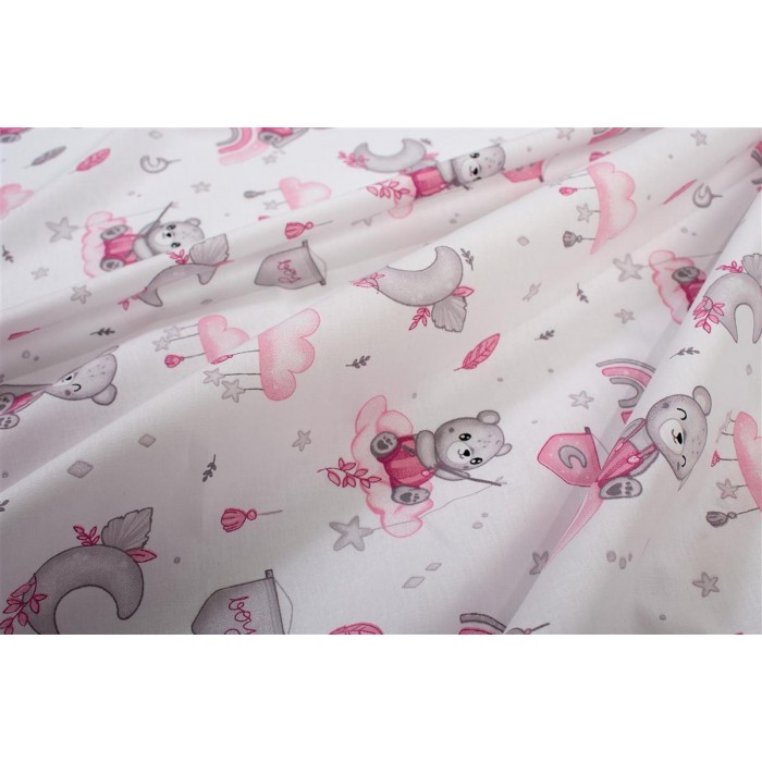 Σετ Σεντόνια Εμπριμέ 3 Τεμ Bebe Cloudy Bear White-Pink