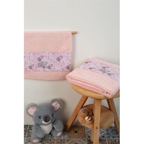 Towel Set 2 Pcs Elephant Pink