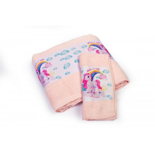 Towel Set 2 Pcs Magic Unicorn Pink