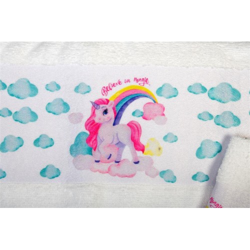 Towel Set 2 Pcs Magic Unicorn White