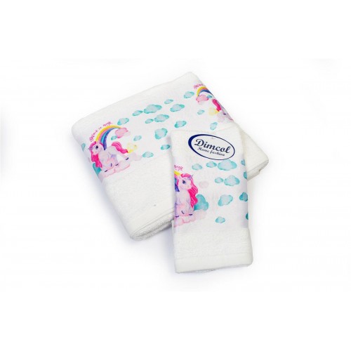 Towel Set 2 Pcs Magic Unicorn White