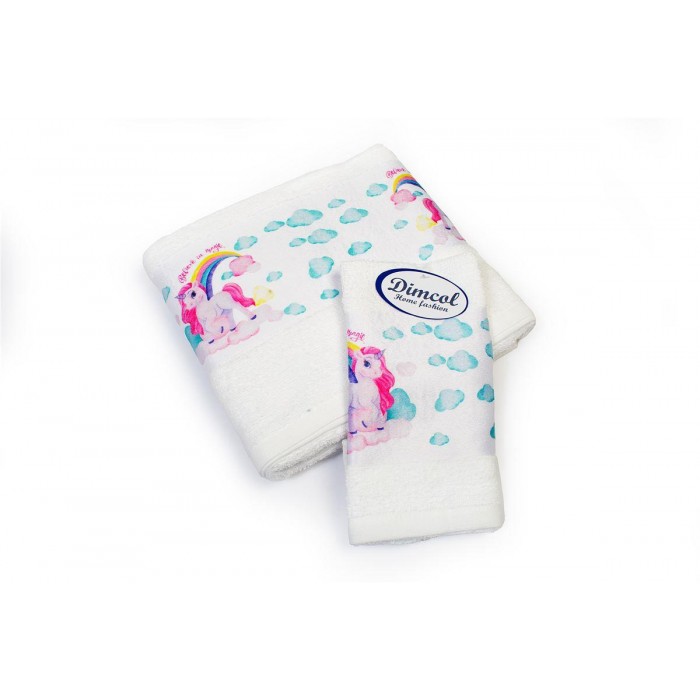 Towel Set 2 Pcs Magic Unicorn White