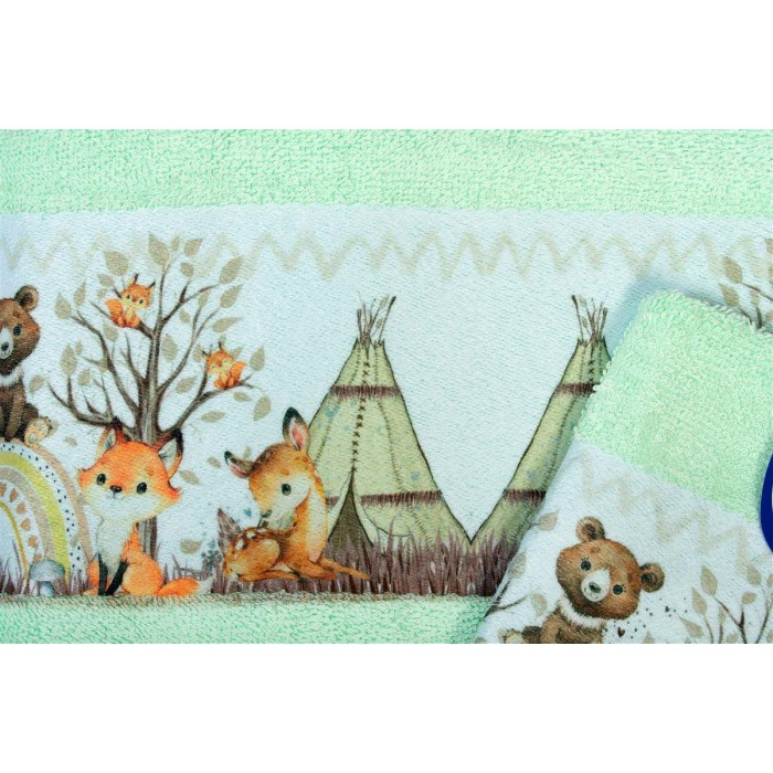 Σετ Πετσέτες 2 Τεμ Forest Animals Μέντα