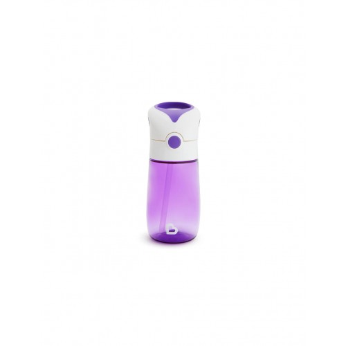 Flip & Go Silicone Kids Water Bottle With Straw Purple 355ml