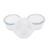 Set of Glass Storage Containers 3Pcs White-Blue-Grey