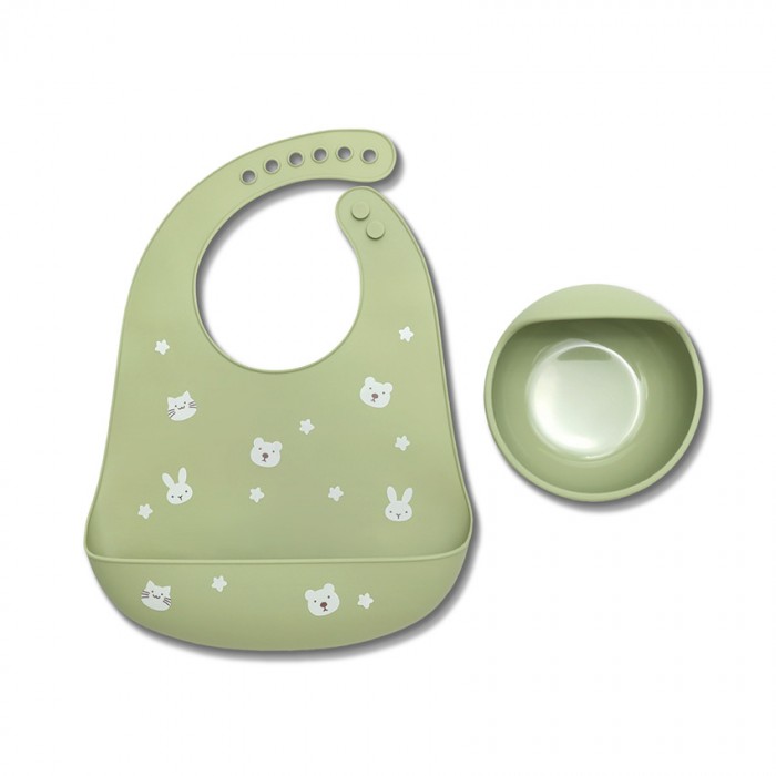 Silicone Feeding Set 2 Pcs Natural Green