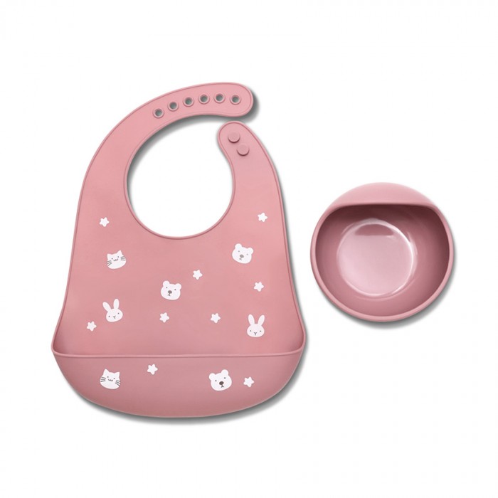 Silicone Feeding Set 2 Pcs Natural Pink