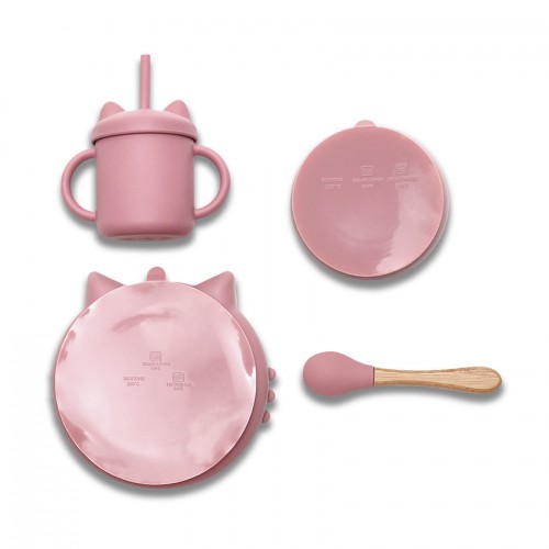 Silicone Feeding Set 4 Pcs Natural Pink