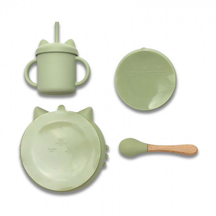 Silicone Feeding Set 4 Pcs Natural Green