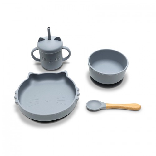 Silicone Feeding Set 4 Pcs Natural Grey