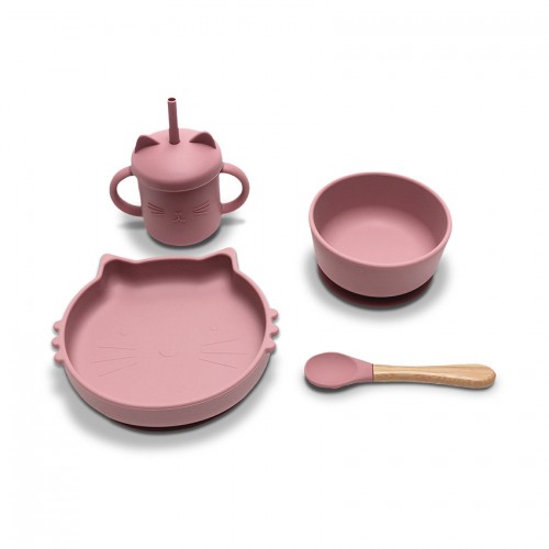 Silicone Feeding Set 4 Pcs Natural Pink