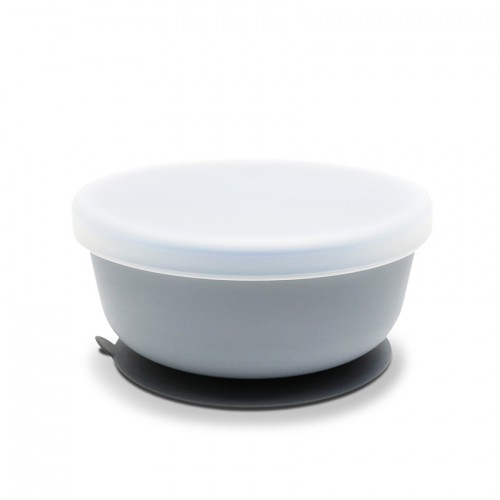 Silicone Vaccum Bowl With Lid Natural Grey