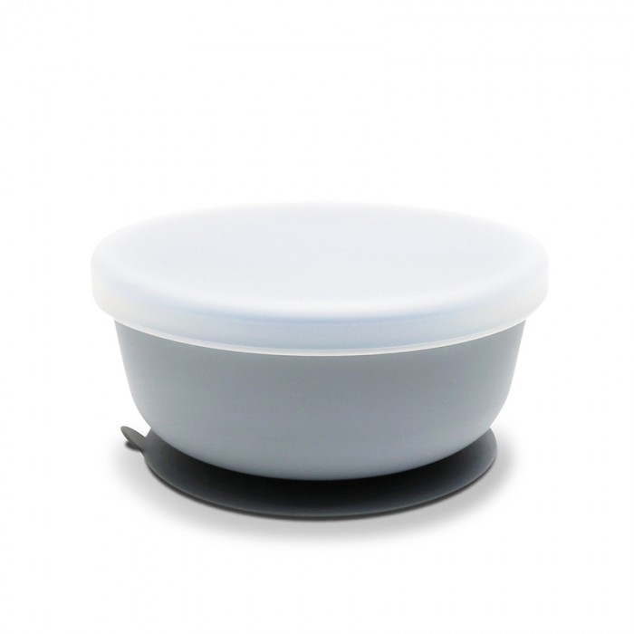 Silicone Vaccum Bowl With Lid Natural Grey