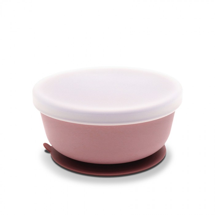 Silicone Vacuum Bowl With Lid Natural Pink