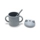 Silicone Cup With Handles+Straw Natural Grey