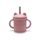 Silicone Cup With Handles+Straw Natural Deep Pink