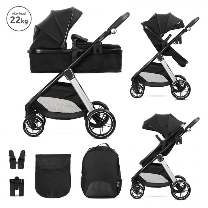Καρότσι 2 Σε 1 Aspen Black Με Μετατρεπόμενο Κάθισμα