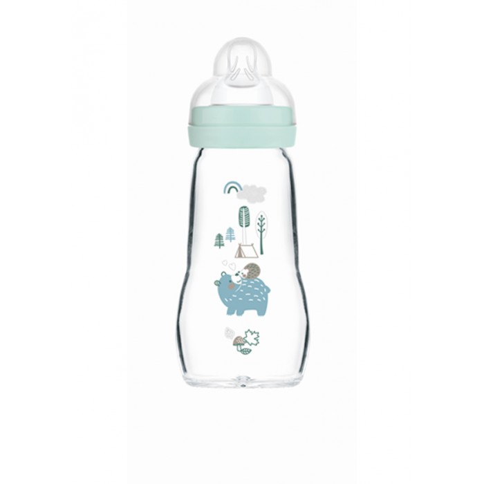 Feel Good Glass Baby Bottle 260ml 2+M Boy