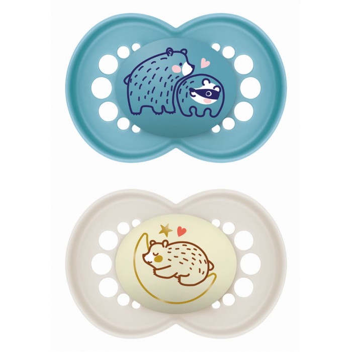 Set of Pacifiers Day & Night 16+ Months In 2 Colors